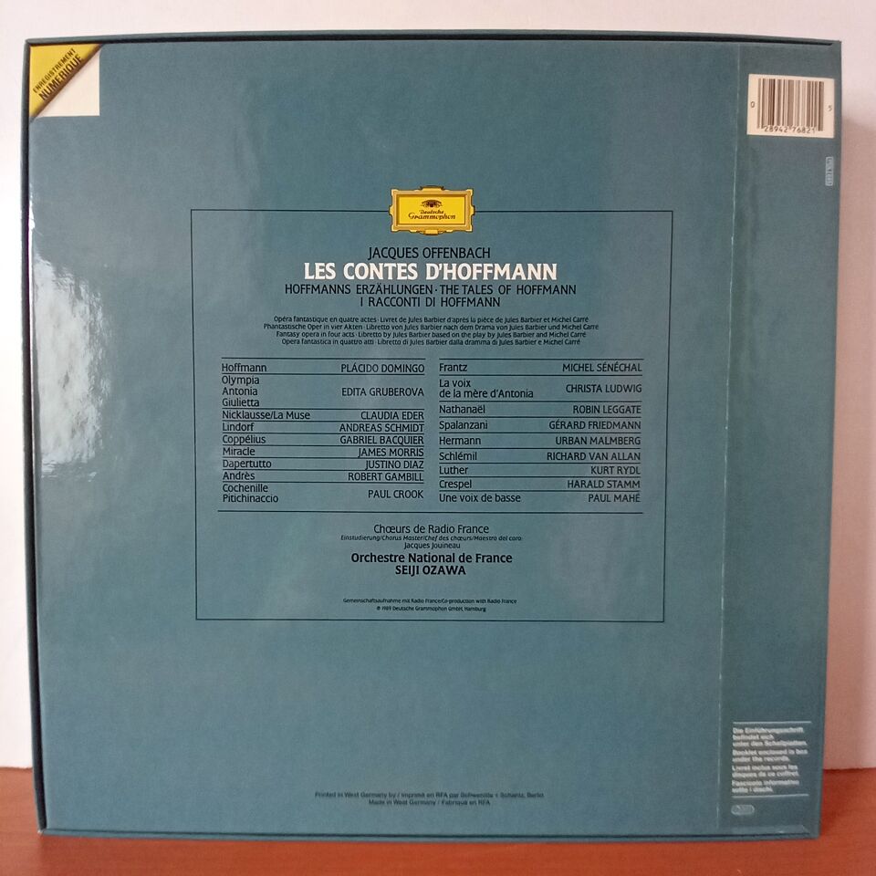 JACQUES OFFENBACH: LES CONTES D'HOFFMANN / PLACIDO DOMINGO, EDITA GRUBEROVA, CLAUDIA EDER, GABRIEL BACQUIER, JUSTINO DIAZ, JAMES MORRIS, CHŒURS DE RADIO FRANCE · ORCHESTRE NATIONAL DE FRANCE · SEIJI OZAWA (1989) - 2LP BOX SET 2.EL PLAK
