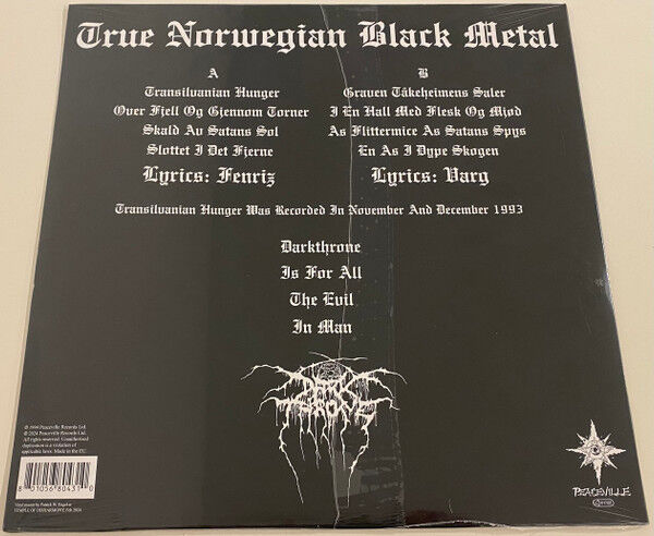 DARKTHRONE - TRANSILVANIAN HUNGER (1994) - LP 2026 CRYSTAL CLEAR COLOURED EDITION SIFIR PLAK