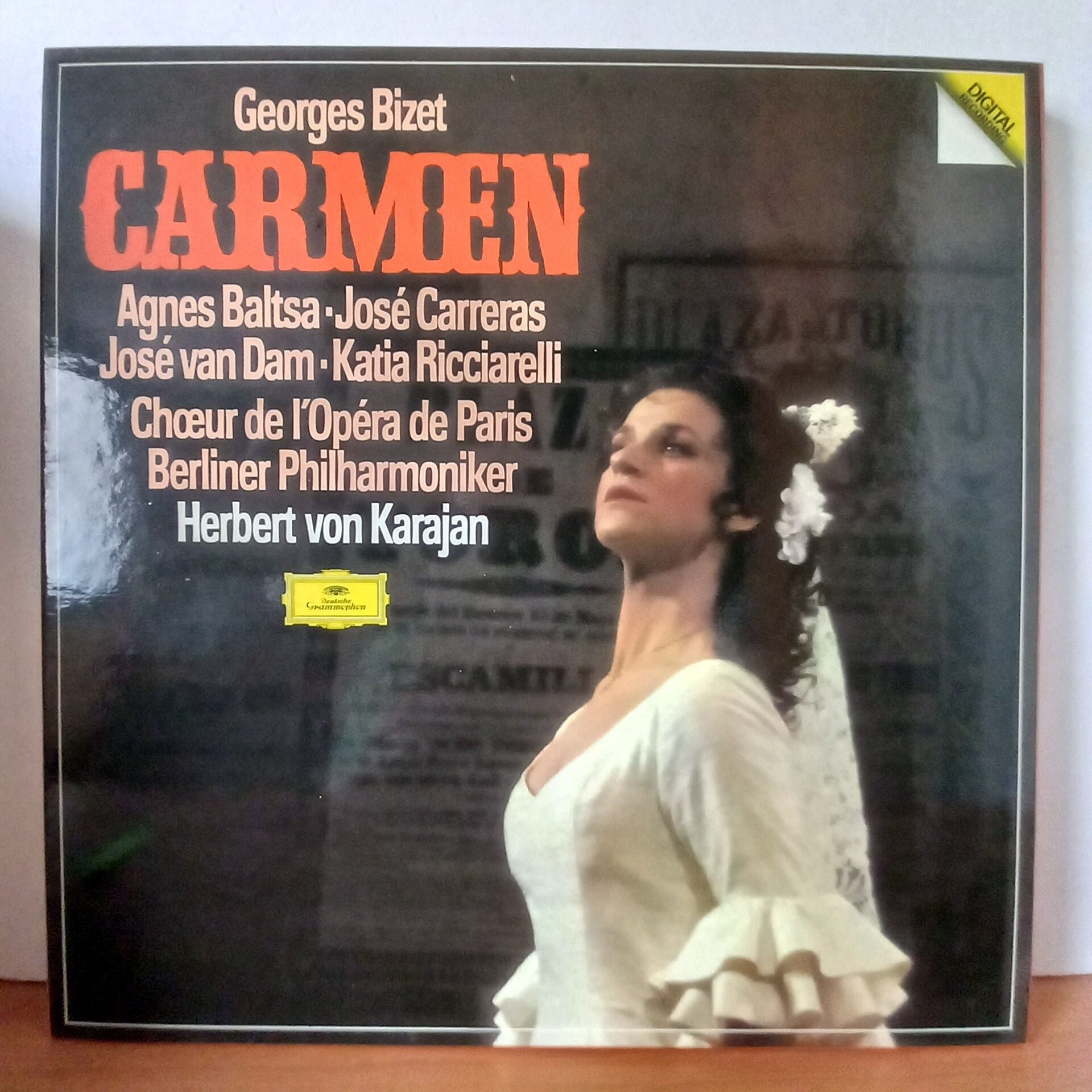 GEORGES BIZET: CARMEN / AGNES BALTSA · JOSE CARRERAS · JOSE VAN DAM · KATIA RICCIARELLI · CHŒUR DE L'OPERA DE PARIS · BERLINER PHILHARMONIKER · HERBERT VON KARAJAN (1983) - 3LP BOX SET 2.EL PLAK