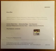 ARVO PART ADAM'S LAMENT CD 2012 ECM NEW SERIES SIFIR