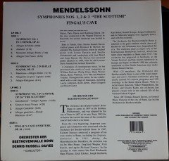 MENDELSSOHN: SYMPHONIES NOS: 1,2 & 3, ORCHESTER DER BEETHOVENHALLE BONN, DENNIS RUSSELL DAVIES - 2LP 2.EL