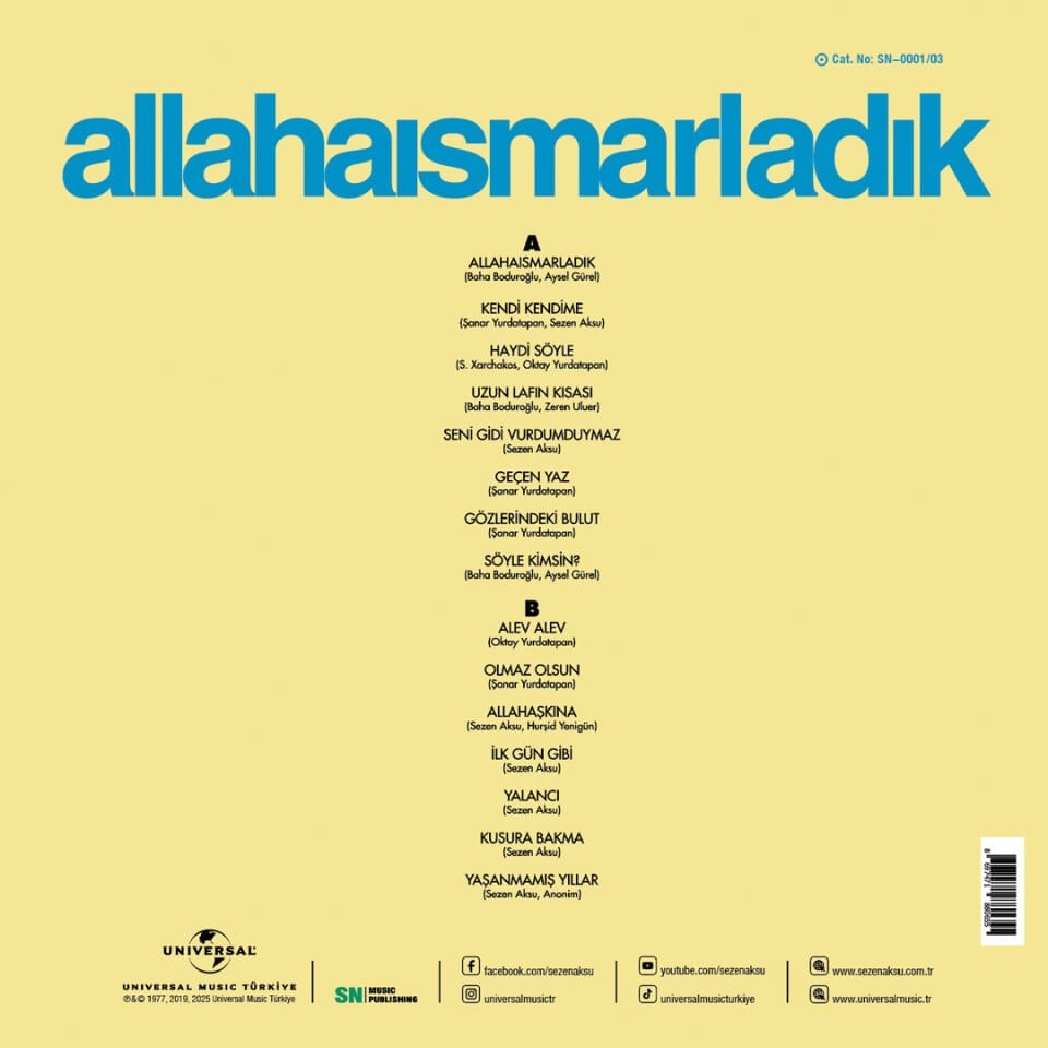 SEZEN AKSU - ALLAHAISMARLADIK (1977) - LP 2026 BASIM SIFIR PLAK