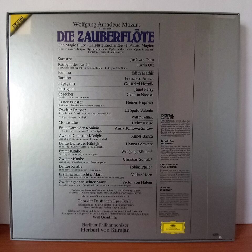 MOZART: DIE ZAUBERFLÖTE = THE MAGIC FLUTE = LA FLUTE ENCHANTEE = IL FLAUTO MAGICO / KARAJAN (1980) - 3LP BOX SET 2.EL PLAK