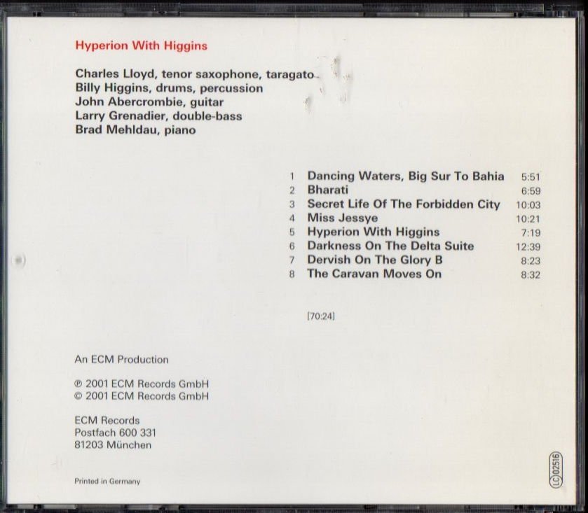 CHARLES LLOYD – HYPERION WITH HIGGINS (2001) - CD 2.EL