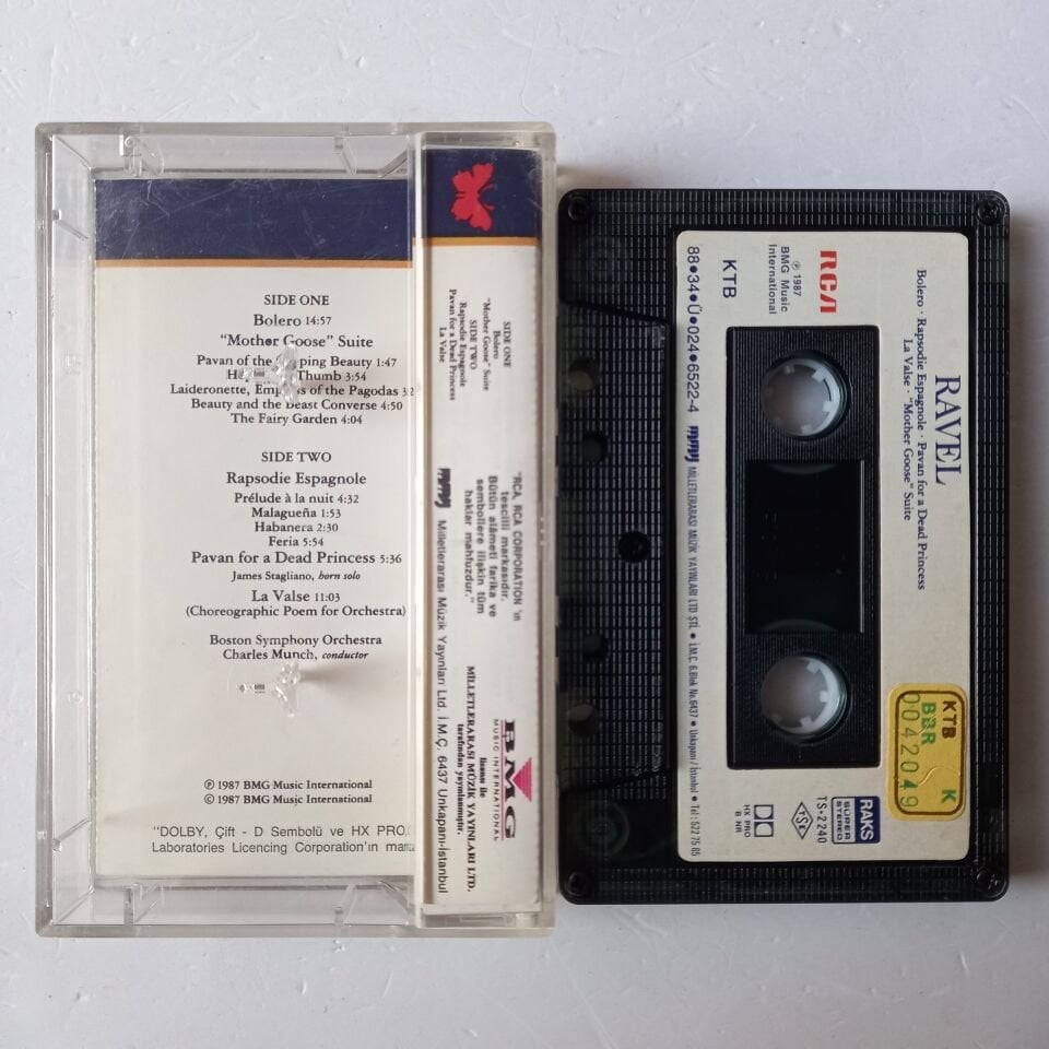 RAVEL - BOSTON SYMPHONY ORCHESTRA / CHARLES MUNCH – BOLERO, RAPSODIE ESPAGNOLE, PAVAN FOR A DEAD PRINCESS, LA VALSE, MOTHER GOOSE SUITE (1988) - KASET 2.EL