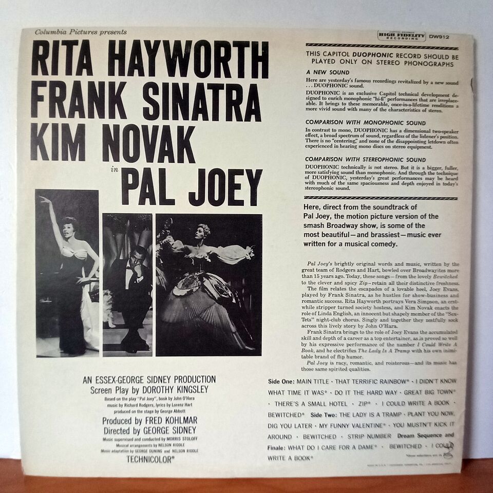 PAL JOEY SOUNDTRACK / RODGERS & HART, RITA HAYWORTH, FRANK SINATRA, KIM NOVAK (1963) - LP 2.EL PLAK