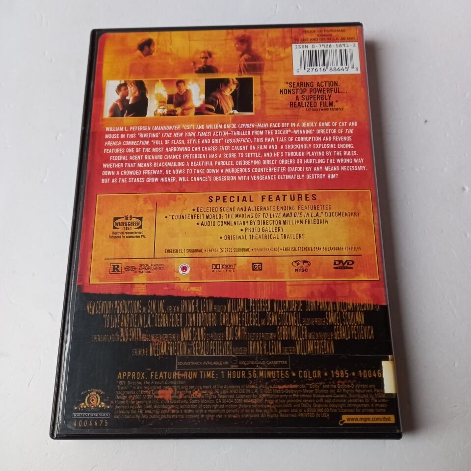 TO LIVE AND DIE IN LA - WILLEM DAFOE, WILLIAM L. PETERSON - DVD 2.EL 1.BÖLGE