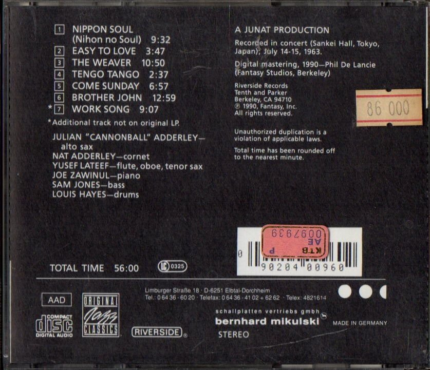 CANNONBALL ADDERLEY SEXTET – NIPPON SOUL (1990) - CD 2.EL