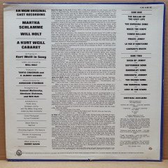MARTHA SCHLAMME / WILL HOLT - A KURT WEILL CABARET - LP 2.EL PLAK