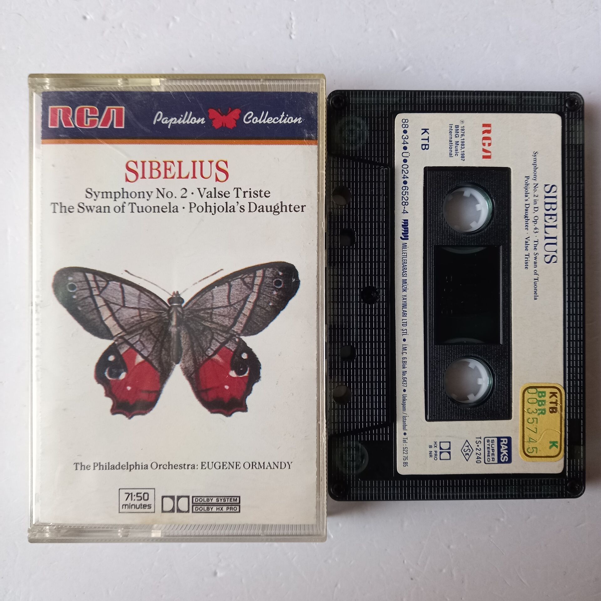 SIBELIUS – THE PHILADELPHIA ORCHESTRA : EUGENE ORMANDY – SYMPHONY NO. 2, VALSE TRISTE, THE SWAN OF TUONELA, POHJOLA'S DAUGHTER (1988) - KASET 2.EL