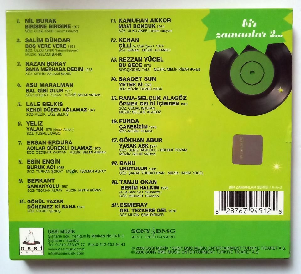 BİR ZAMANLAR 2 / NİL BURAK, ASU MARALMAN, TANJU OKAN, GÖNÜL YAZAR, FUNDA, YELİZ, KAMURAN AKKOR (2006) - CD 2.EL