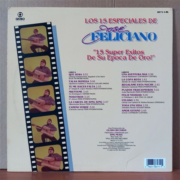 JOSE FELICIANO – LOS 15 ESPECIALIDADES DE JOSE FELICIANO (1989) - LP 2.EL PLAK