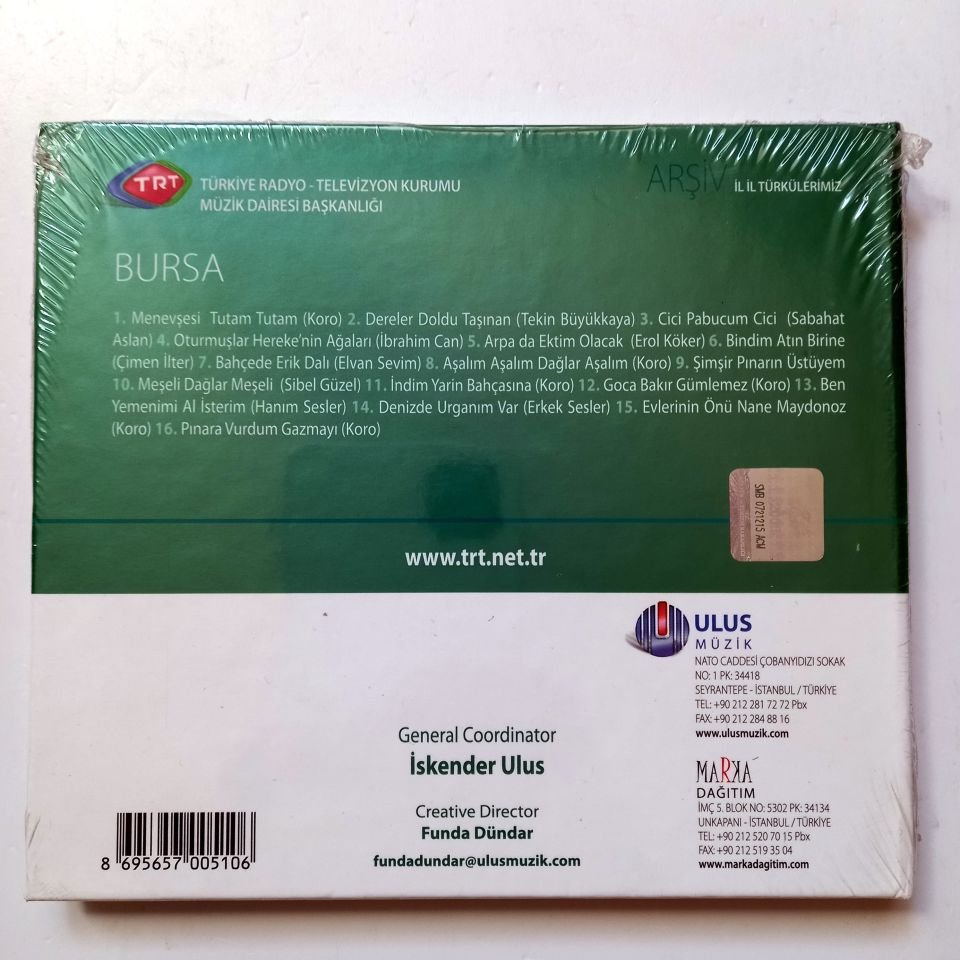 BURSA / İL İL TÜRKÜLERİMİZ / TRT ARŞİV SERİSİ 9 - CD SIFIR