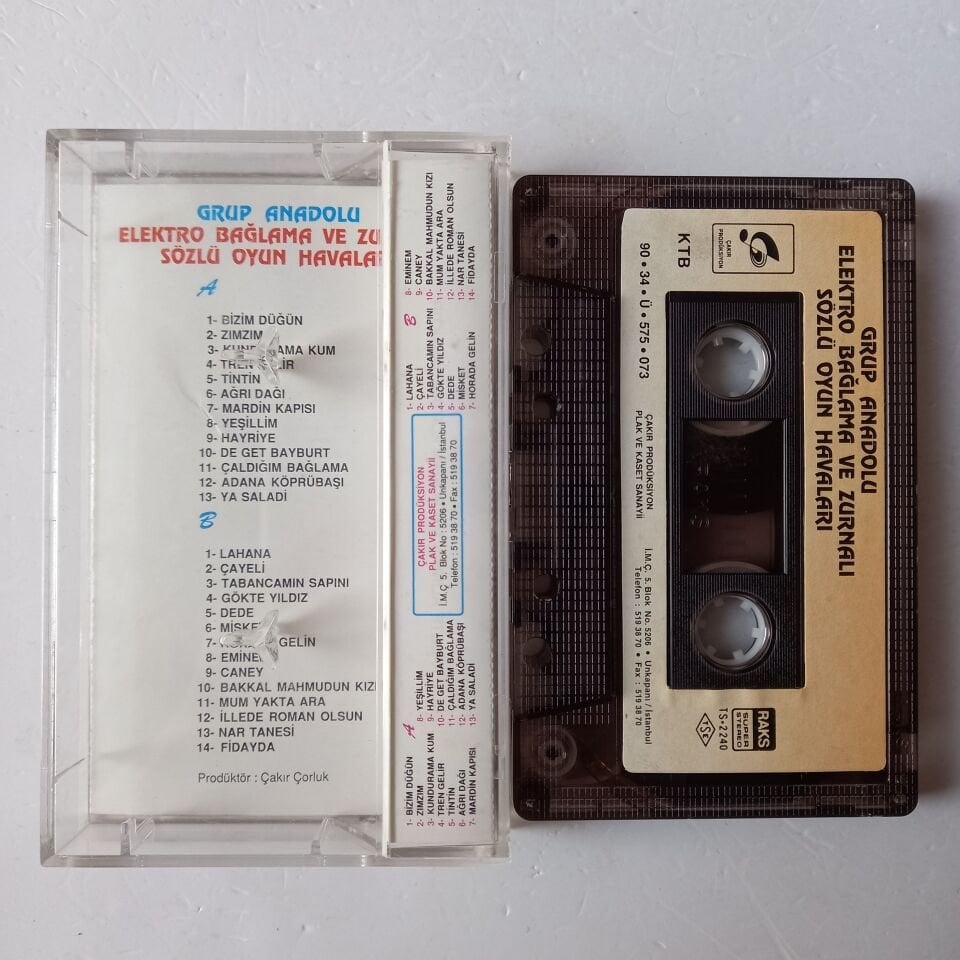 GRUP ANADOLU - ELEKTRO BAĞLAMA VE ZURNALI SÖZLÜ OYUN HAVALARI (1990) - KASET 2.EL