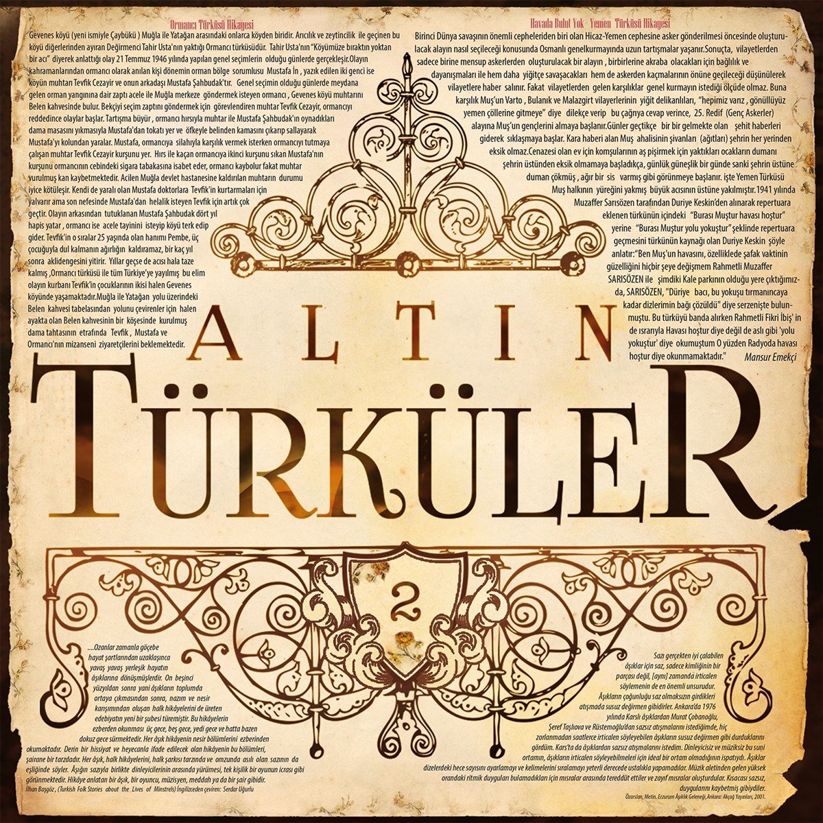 ALTIN TÜRKÜLER VOL 2 - KARIŞIK TÜRK HALK MÜZİĞİ (2018) - LP SIFIR PLAK