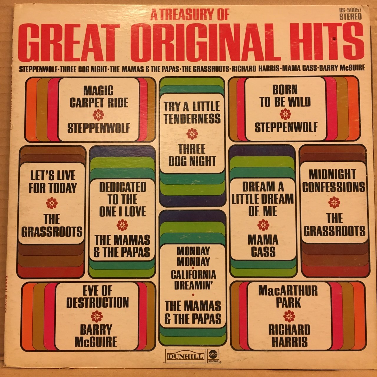 A TREASURY OF GREAT ORIGINAL HITS - V/A STEPPENWOLF THREE DOG NIGHT MAMA & THE PAPAS GRASSROOTS (1972) - LP 2.EL PLAK