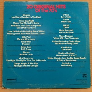 20 ORIGINAL HITS OF THE 70'S - V/A MELANIE LINDA RONSTADT GLADYS KNIGHT THREE DOG NIGHT (1977) - LP 2.EL PLAK