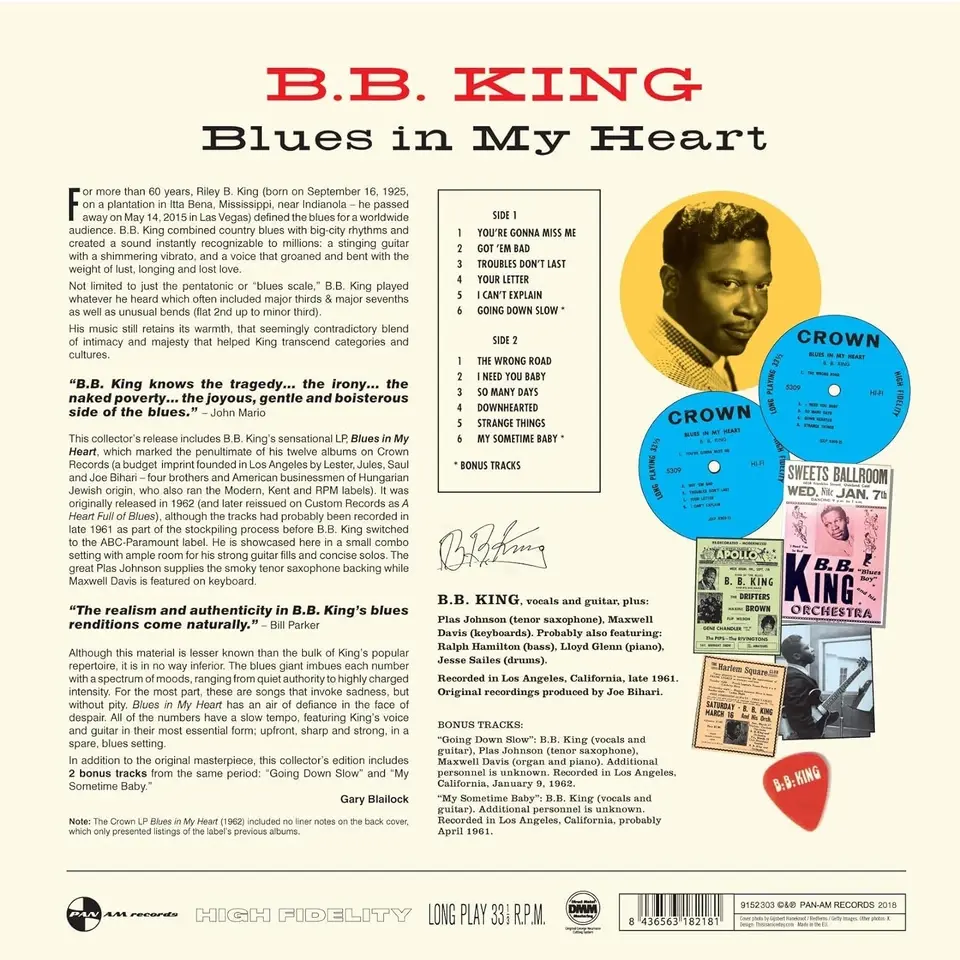 B.B. KING - BLUES IN MY HEART (1963) - LP 180GR 2018 EDITION SIFIR PLAK