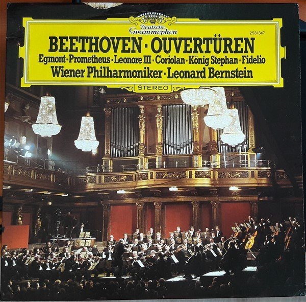 BEETHOVEN: OVERTURES EGMONT,PROMETHEUS, WIENER PHILHARMONIKER, LEONARD BERNSTEIN - LP 2.EL