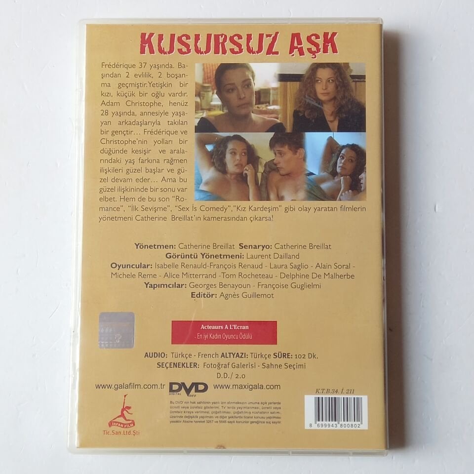 KUSURSUZ AŞK - CATHERINE BREILLAT, ISABELLE RENAULD, FRANÇOIS RENAUD - DVD 2.EL