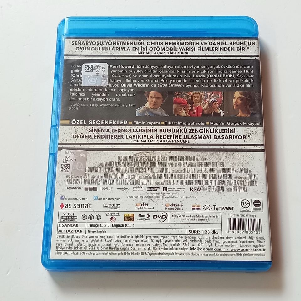ZAFERE HÜCUM - RUSH - CHRIS HEMSWORTH, DANIEL BRÜHL, YÖN.: RON HOWARD - BLU-RAY + DVD 2.EL