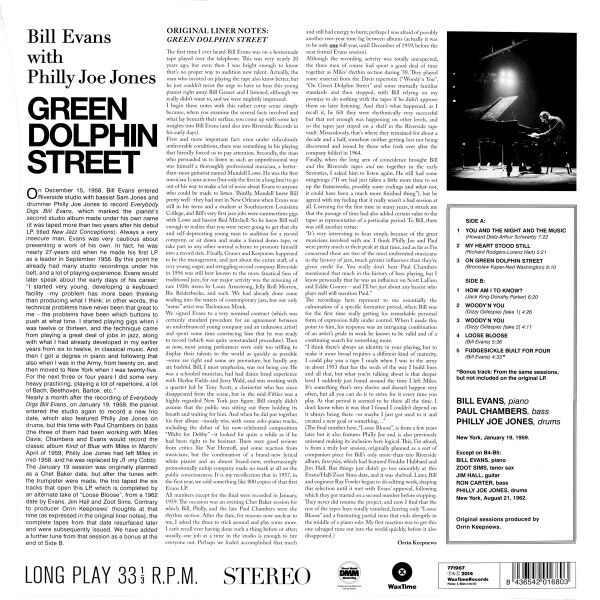 BILL EVANS - GREEN DOLPHIN STREET (1978) - 2014 LIMITED EDITION LP 180GR SIFIR PLAK