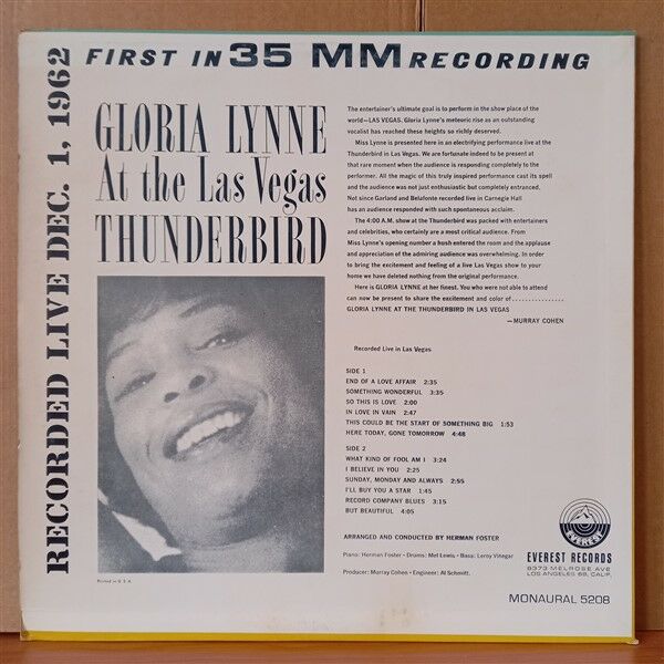 GLORIA LYNNE WITH THE HERMAN FOSTER TRIO – AT THE LAS VEGAS THUNDERBIRD (1963) - LP 2. EL PLAK