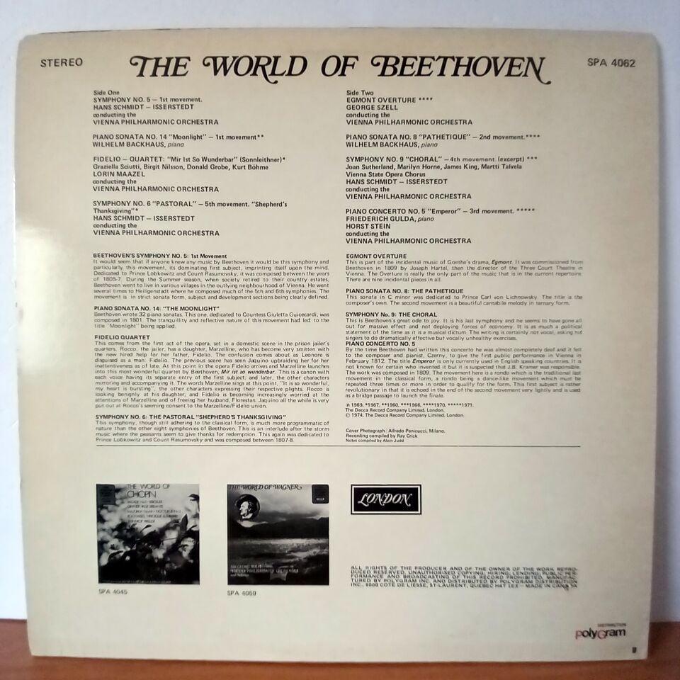 BEETHOVEN – THE WORLD OF BEETHOVEN (1974) - LP 2.EL PLAK