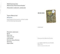 TIGRAN MANSURIAN REQUIEM (2017) - CD ECM NEW SERIES SIFIR