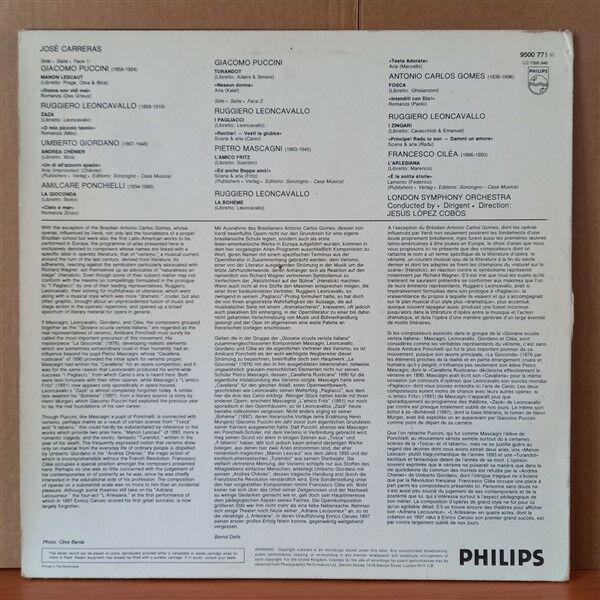 JOSE CARRERAS – OPERA ARIAS / LONDON SYMPHONY ORCHESTRA, JESUS LOPEZ COBOS (1980) - LP 2.EL PLAK