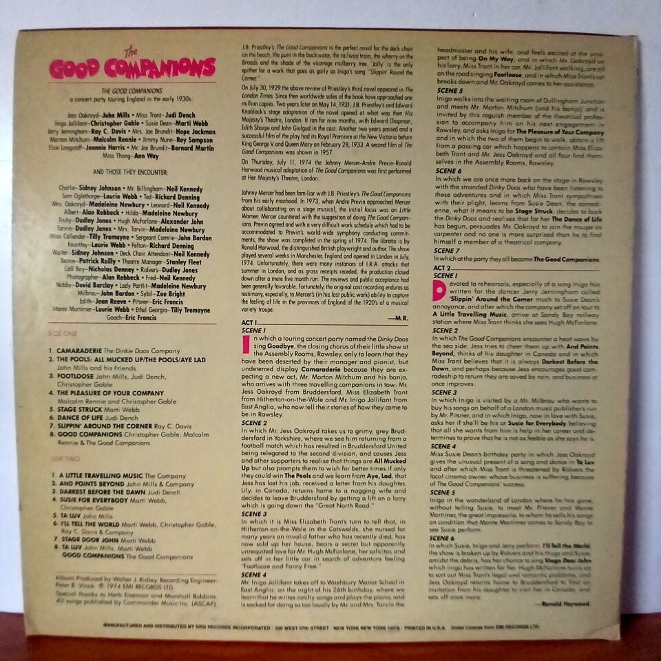 ANDRE PREVIN – THE GOOD COMPANIONS / ORIGINAL LONDON CAST (1974) - LP 2.EL PLAK