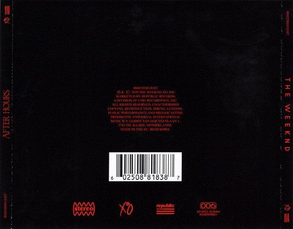 THE WEEKND – AFTER HOURS (2020) - CD CONTEMPORARY R'N'B AMBALAJINDA SIFIR