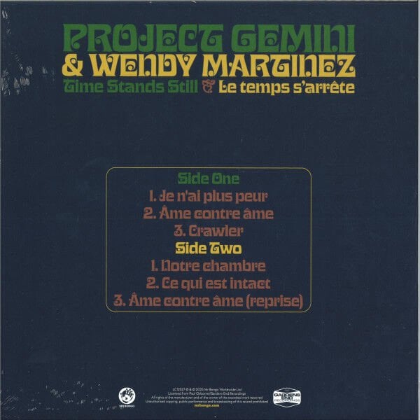 PROJECT GEMINI & WENDY MARTINEZ - TIME STANDS STILL / LE TEMPS S'ARRETE E.P. (2025) - 12'' 45RPM 6 TRACKS MINI ALBUM PSYCHEDELIC ROCK SIFIR PLAK