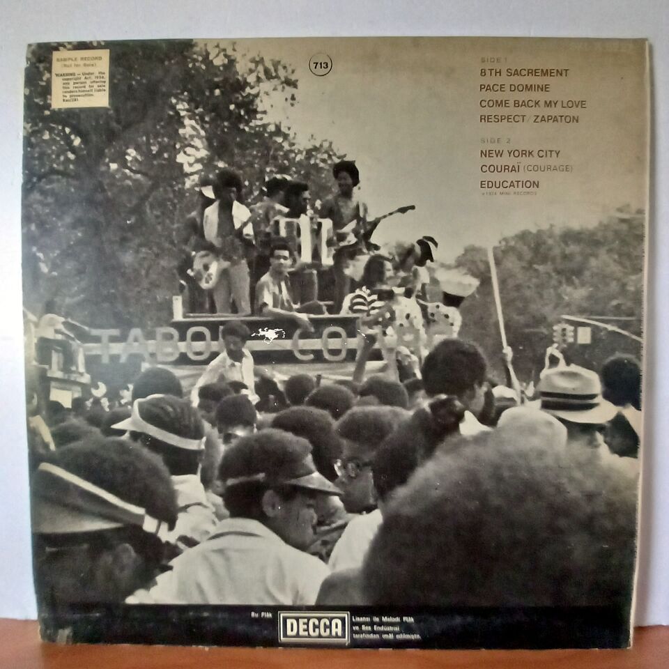 TABOU COMBO DE PETION VILLE – 8TH SACREMENT (1976) - YERLİ BASKI LP 2.EL PLAK