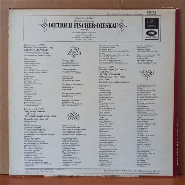 A. SCARLATTI, TELEMANN, COUPERIN – CANTATA INFIRMATA VULNERATA / CANTATA: DIE HOFFNUNG IST MEIN LEBEN /​ LECONS DE TENEBRES (1964) - LP 2.EL PLAK