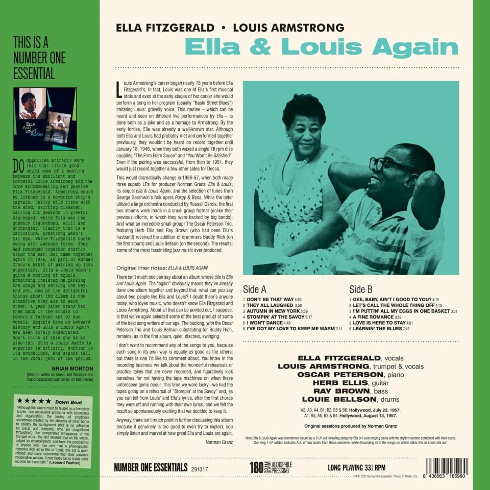 ELLA FITZGERALD & LOUIS ARMSTRONG - ELLA AND LOUIS AGAIN (1957) - LP 180GR 2025 EDITION SIFIR PLAK