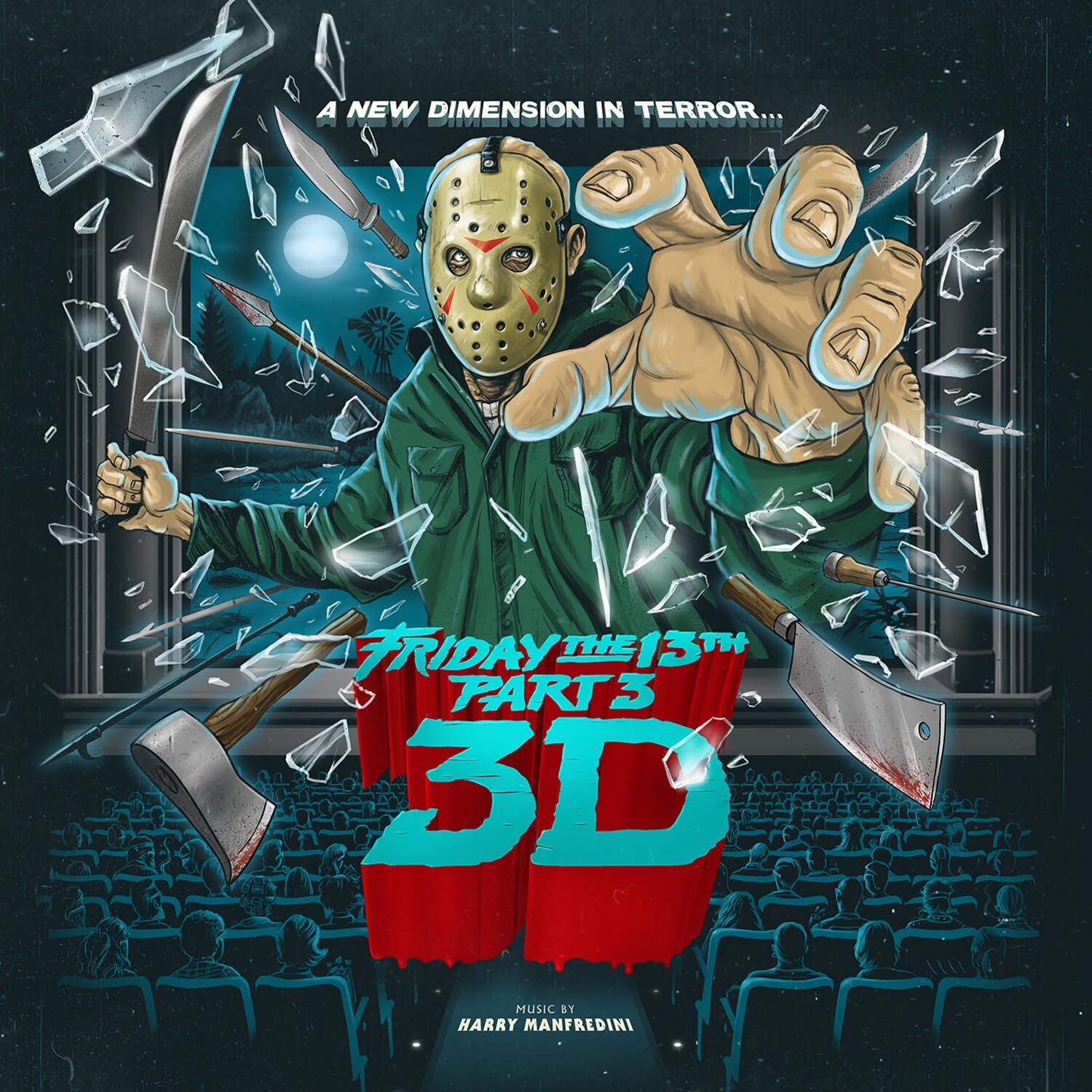 FRIDAY THE 13TH PART 3 3D (1982) - SOUNDTRACK / MUSIC BY HARRY MANFREDINI (2016) - 2xLP 2025 METALLIC RED & BLUE SWIRLED COLOURED EDITION LENTICULAR GATEFOLD COVER SIFIR PLAK