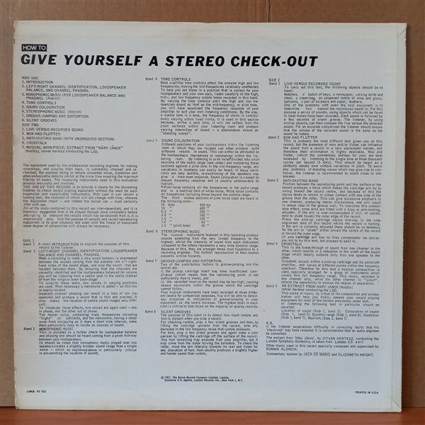 HOW TO GIVE YOURSELF A STEREO CHECK-OUT (1967) - LP 2.EL PLAK