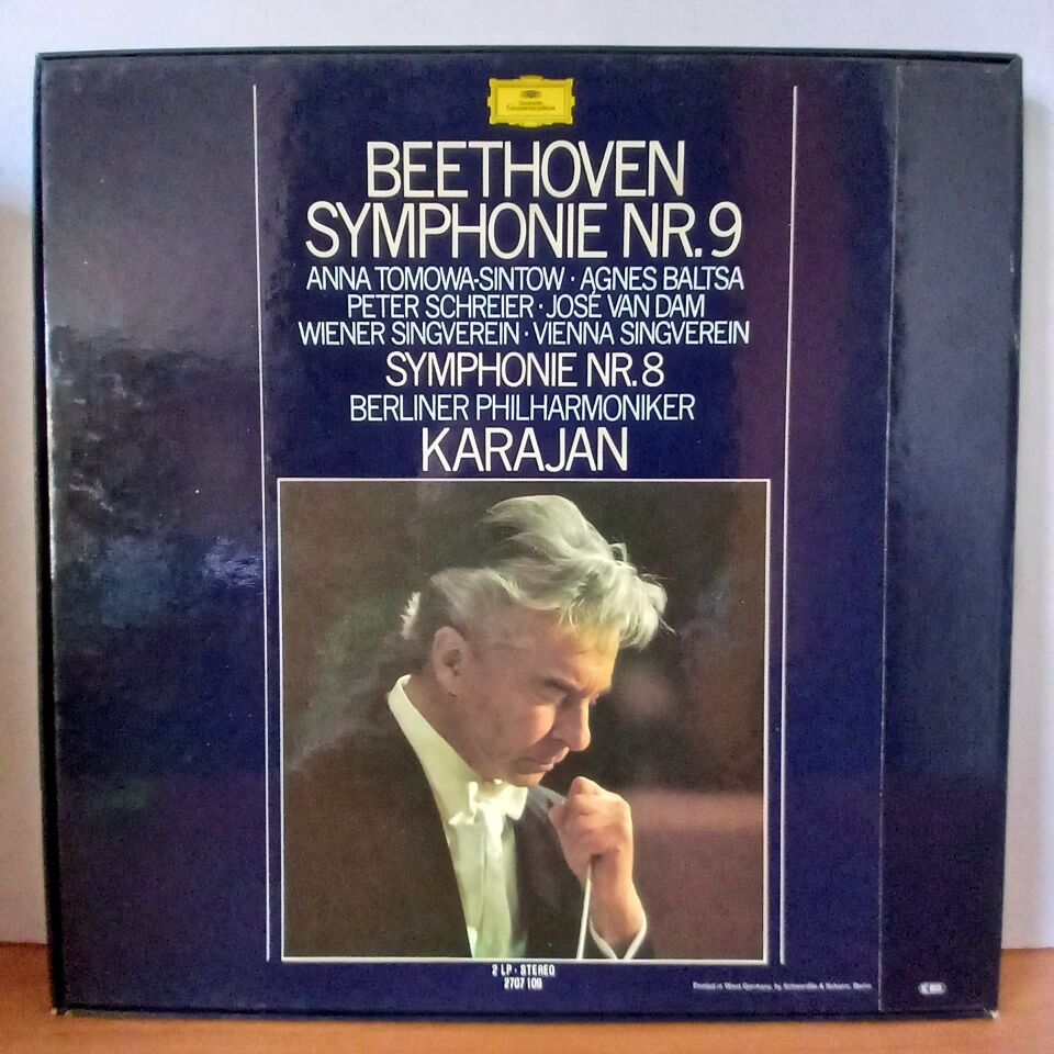 BEETHOVEN: SYMPHONIE NR. 9 - SYMPHONIE NR. 8 / HERBERT VON KARAJAN, ANNA TOMOWA-SINTOW, AGNES BALTSA, PETER SCHREIER, JOSÉ VAN DAM, WIENER SINGVEREIN, BERLINER PHILHARMONIKER (1977) - 2LP BOX SET 2.EL PLAK