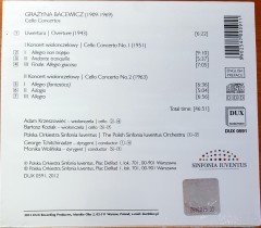 GRAZYNA BACEWICZ - CELLO CONCERTOS (2012) CD SIFIR
