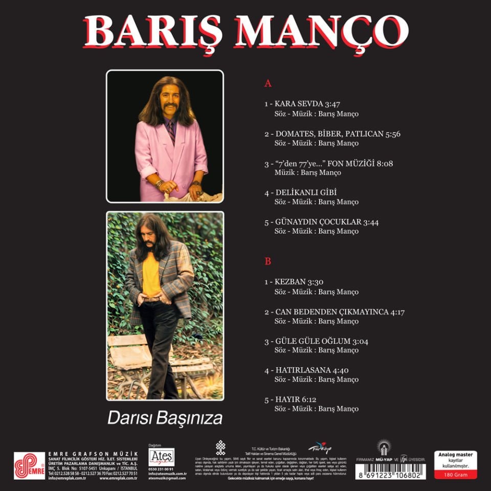 BARIŞ MANÇO - DARISI BAŞINIZA (1989) - LP 2025 BASKI SIFIR PLAK