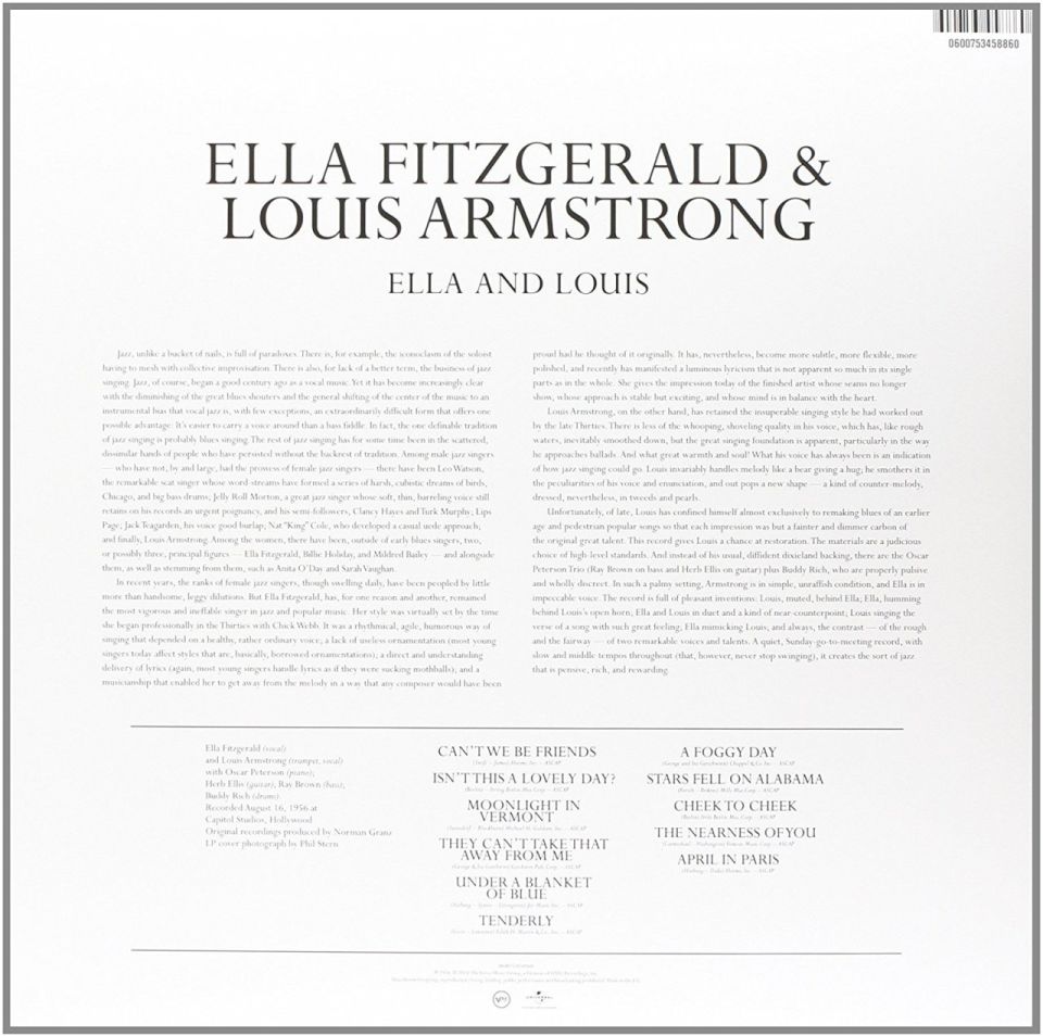 ELLA FITZGERALD & LOUIS ARMSTRONG - ELLA AND LOUIS (1956) - LP 180GR VERVE RECORDS SIFIR PLAK