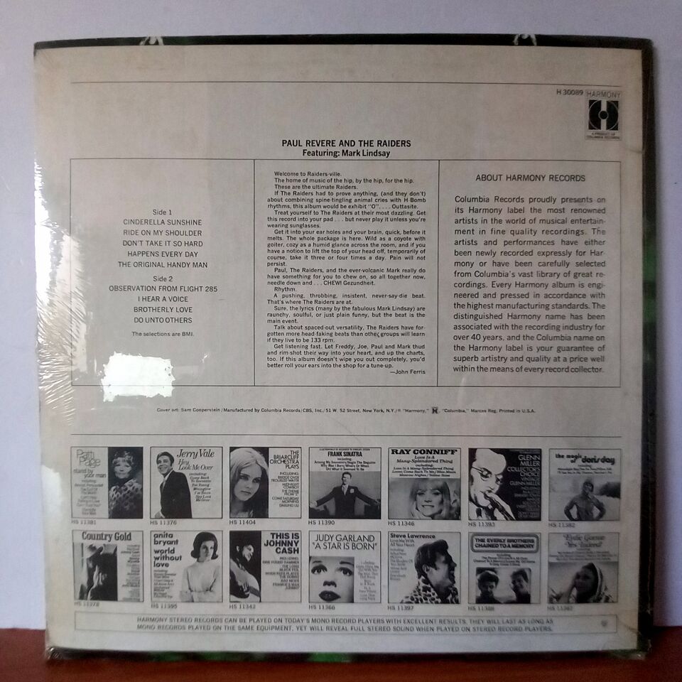 PAUL REVERE & THE RAIDERS FEATURING MARK LINDSAY – PAUL REVERE AND THE RAIDERS FEATURING MARK LINDSAY (1970) - LP DÖNEM BASKI SIFIR PLAK