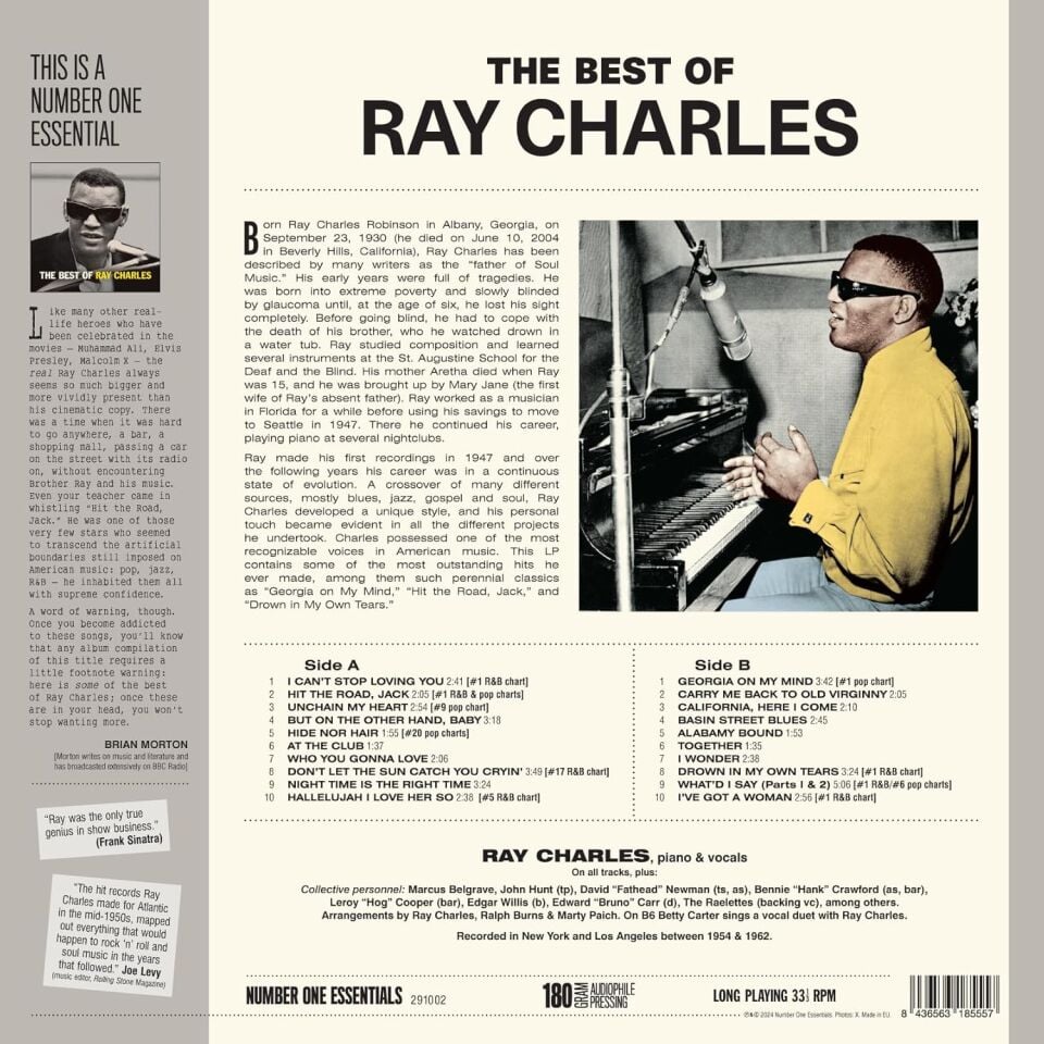 RAY CHARLES - THE BEST OF RAY CHARLES - LP COMPILATION 180GR 2024 EDITION SIFIR PLAK