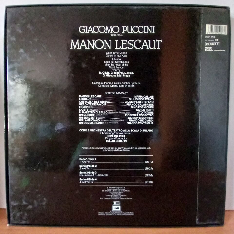 PUCCINI: MANON LESCAUT / CALLAS, DI STEFANO, FIORAVANTI, ORCHESTRA E CORO DEL TEATRO ALLA SCALA DI MILANO, SERAFIN (1959) - 2LP BOX SET 2.EL PLAK