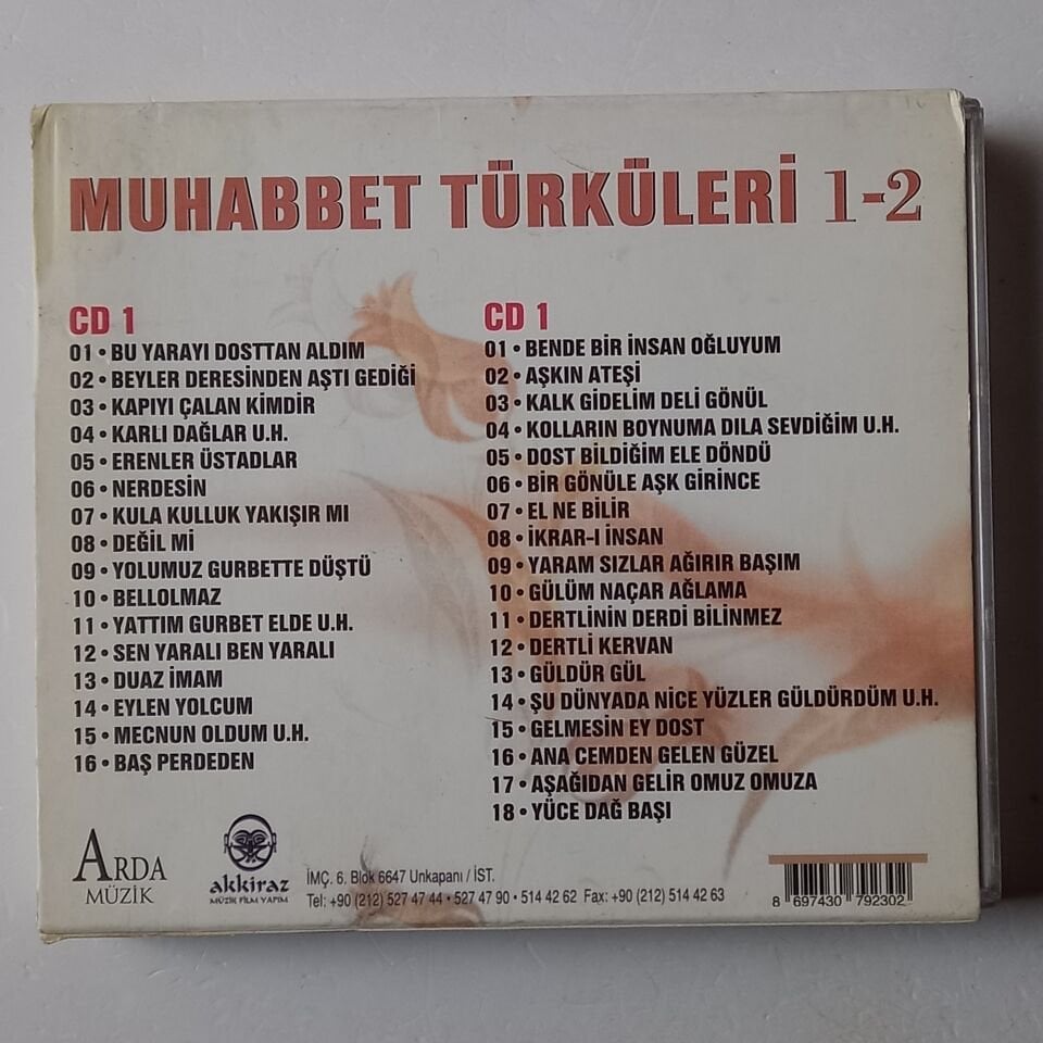 MUHABBET TÜRKÜLERİ 1-2 (2016) - 2CD 2.EL