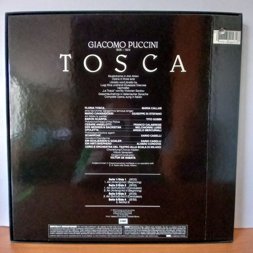 PUCCINI: TOSCA / CALLAS, DI STEFANO, GOBBI, LA SCALA ORCHESTRA AND CHOIRS, VICTOR DE SABATA (1953) - 2LP BOX SET 2.EL PLAK