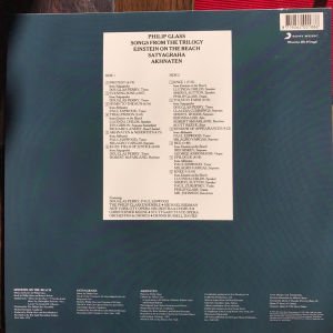 PHILIP GLASS - SONGS FROM THE TRILOGY (1986) - LP CONTEMPORARY CLASSICAL 180GR 2020 EDITION SIFIR PLAK
