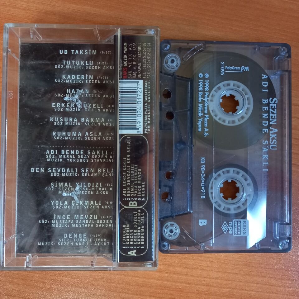 SEZEN AKSU - ADI BENDE SAKLI (1998) - KASET 2.EL