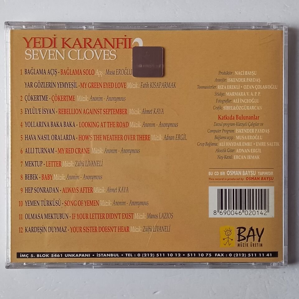 YEDI KARANFİL – SEVEN CLOVES 2 / ENSTRUMANTAL (1991) - CD 1997 REISSUE 2.EL